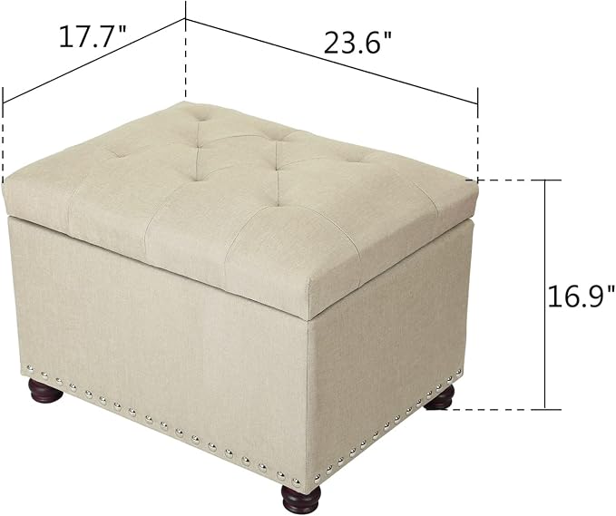 Joveco Storage Ottoman Bench Rectangular Fabric Organization Tufted Footrest - Image 3