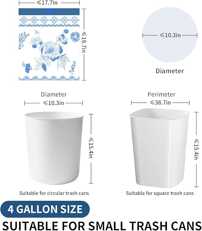 VOK 4 Gallon Trash Bags Drawstring, 4 Gallon Garbage Bags, Small Trash Bags - Image 2