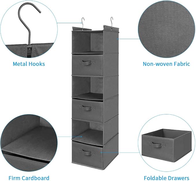 MAX Houser 6 Tier Shelf Hanging Closet Organizer, Closet Hanging Shelf - Image 5