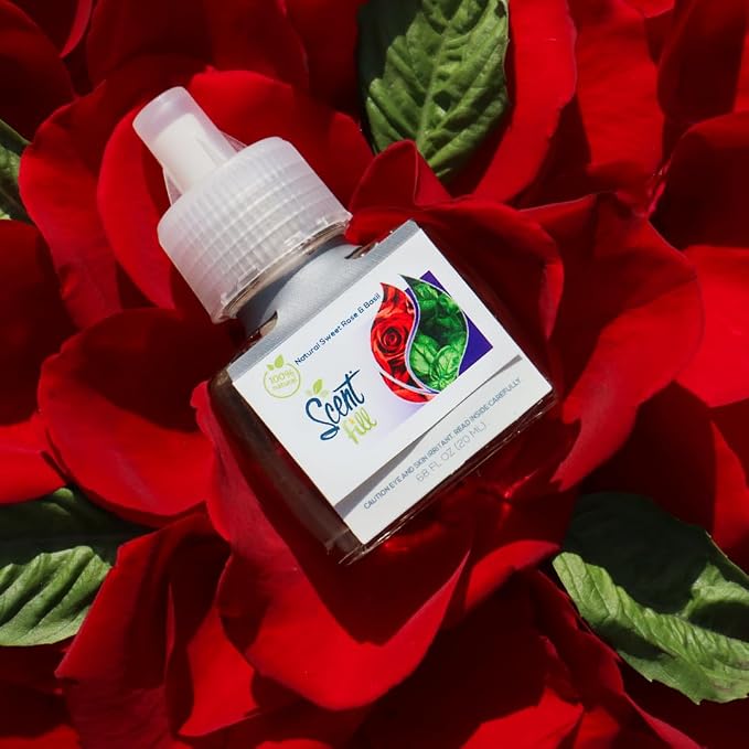 Scent Fill 100% Natural Sweet Rose & Basil Plug in Air Freshener, Scented Oil - Image 4