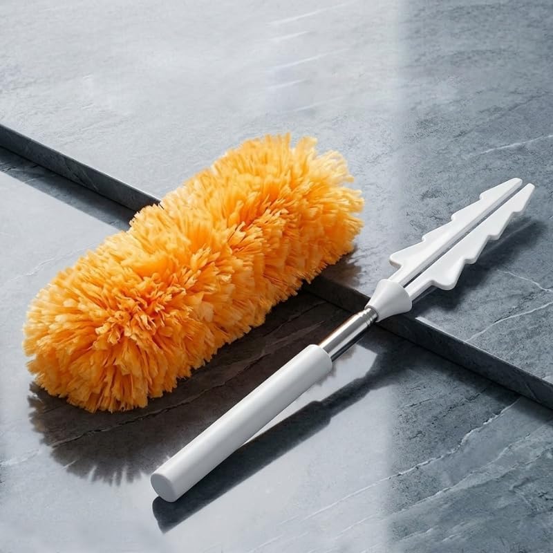 Handheld Dusting Tool with 13.4 Inch Handle and 1 Orange 360 Degree Disposable Refill for Blinds and Home Furniture
