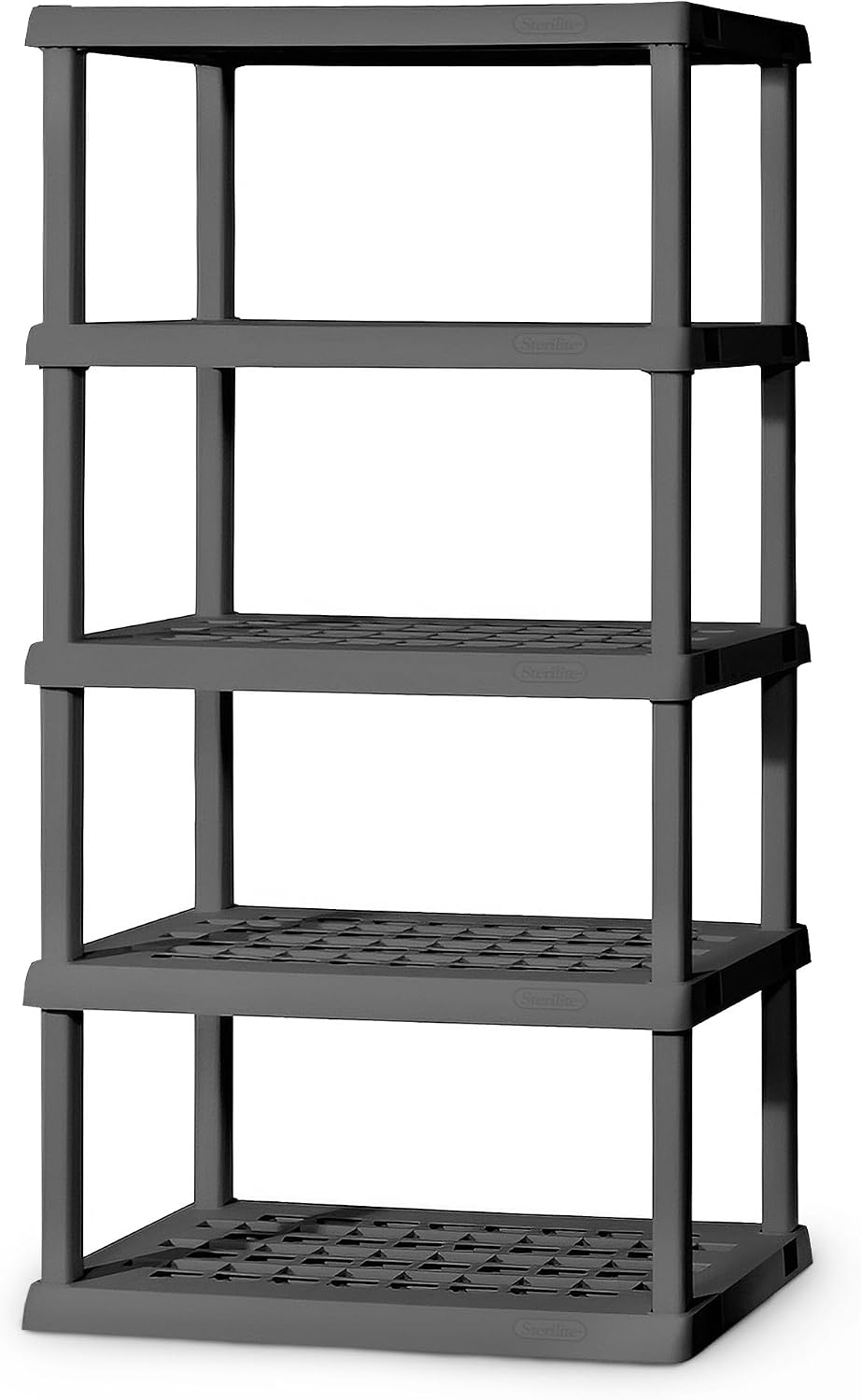 Sterilite 5 Shelf Unit, Heavy-Duty Plastic Storage & Utility Shelving Rack