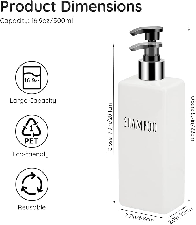 Segbeauty Square Soap Dispenser Refillable, 500ml Empty Reusable Modern - Image 6