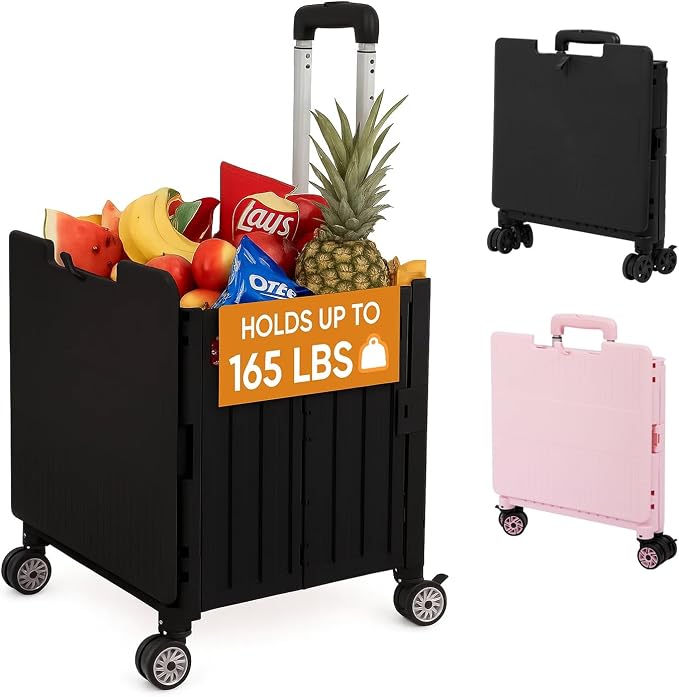 VUSIGN Folding Utility Cart, Foldable Rolling Crate Handcart by VUSIGN