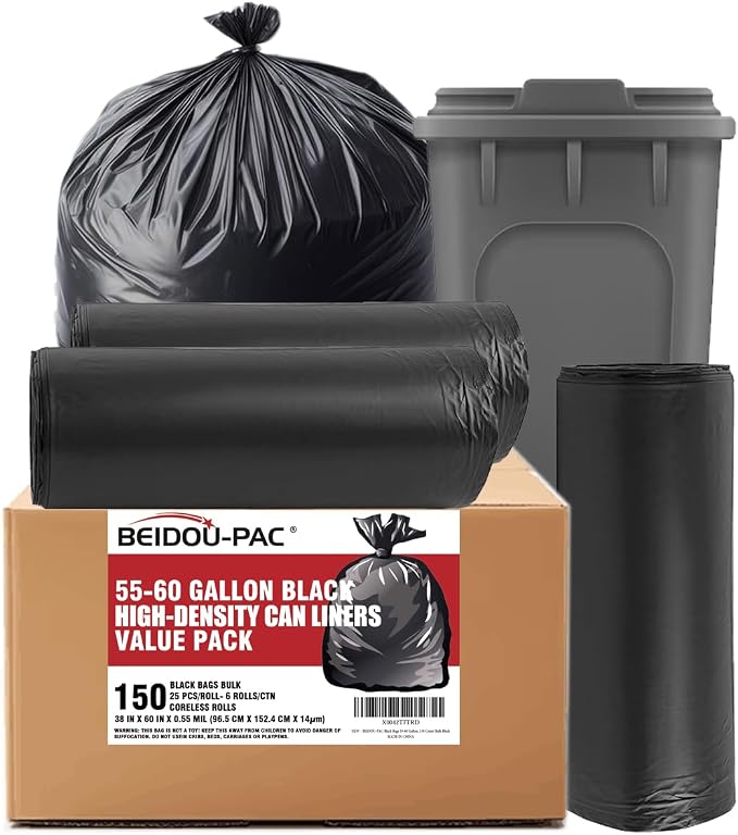 55-60 Gallon Trash Bags, Industrial Contractors by BEIDOU-PAC