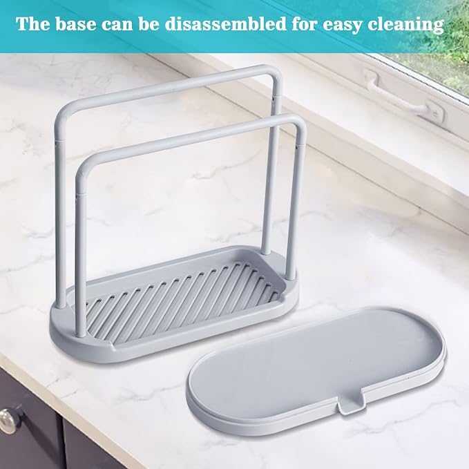 Kitchen Sponge Holder Dishcloth Hanger, Kitchen Sink Rack Tray Organizer Stand - Image 4