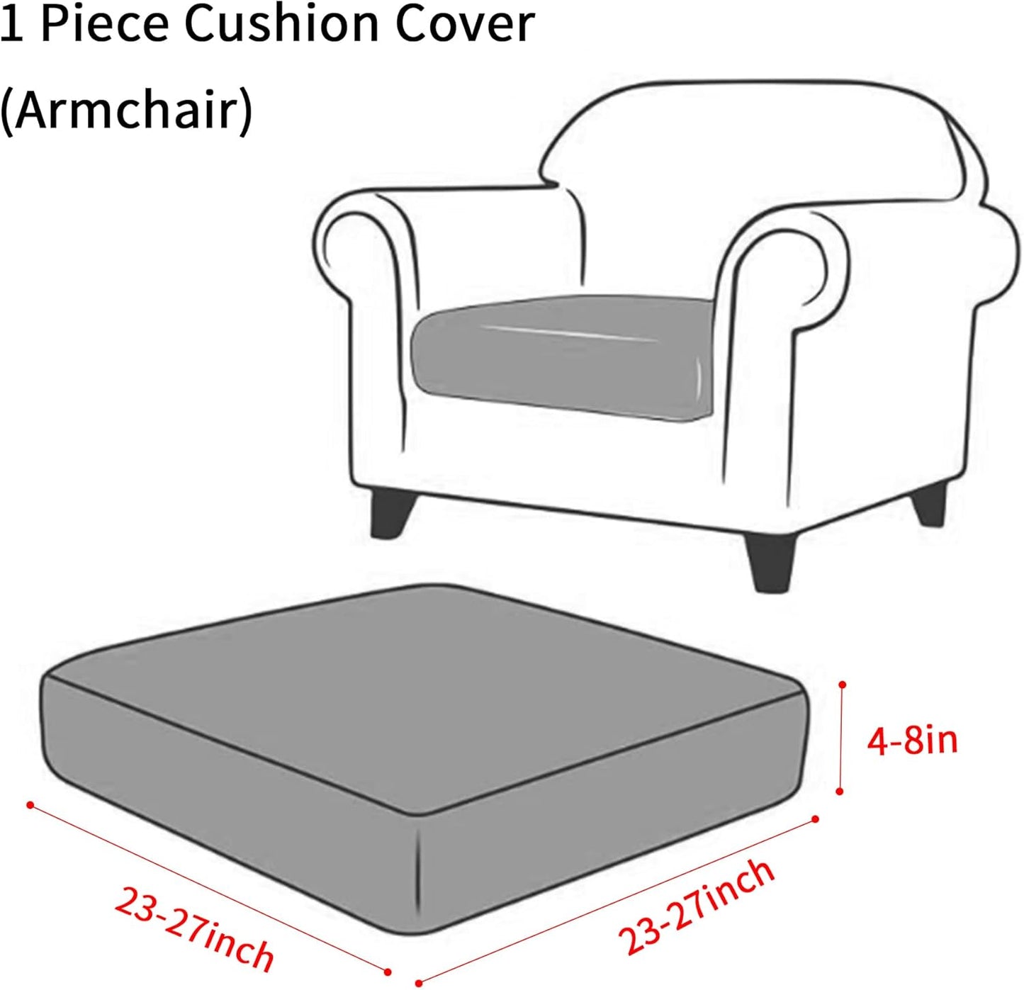 Waterproof Floral Couch Cushion Cover 26x26 Stretch Seat and Back Cushion Cover for Couches and Sofas Indoor Outdoor Washable-1 Piece