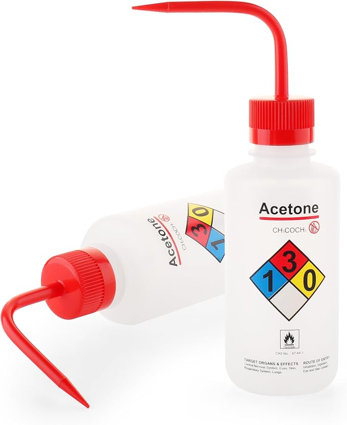Acetone Wash Bottle, Narrow Mouth, Self-Venting Safety Wash Bottle, LDPE by LABINVO