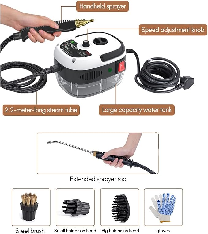Decdeal Steam Cleaner - 2500W High Temperature Pressurized Handheld Steam - Image 6