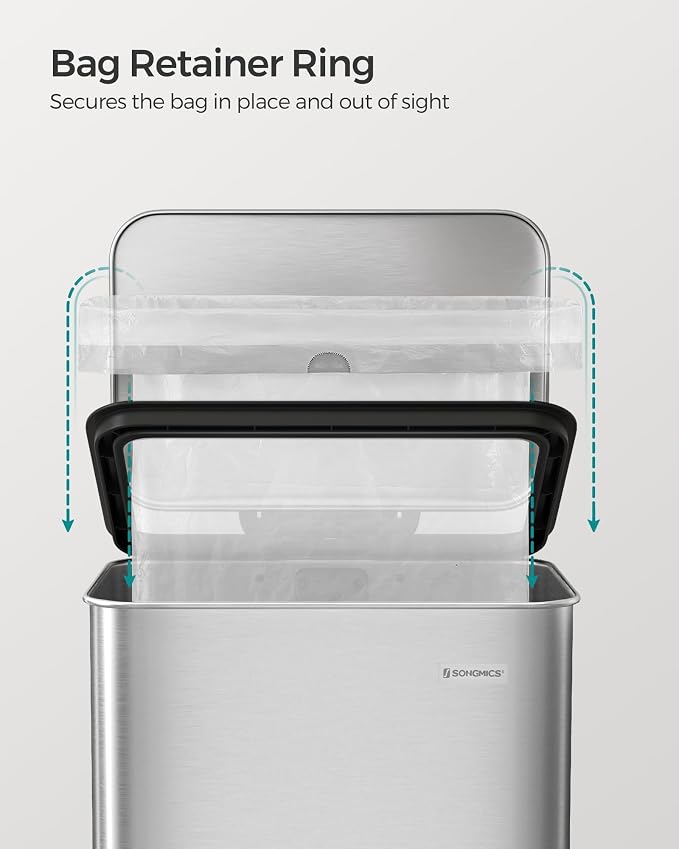 SONGMICS Kitchen Trash Can, 10.5 Gallon Garbage Can, Large Step Trash Bin - Image 6