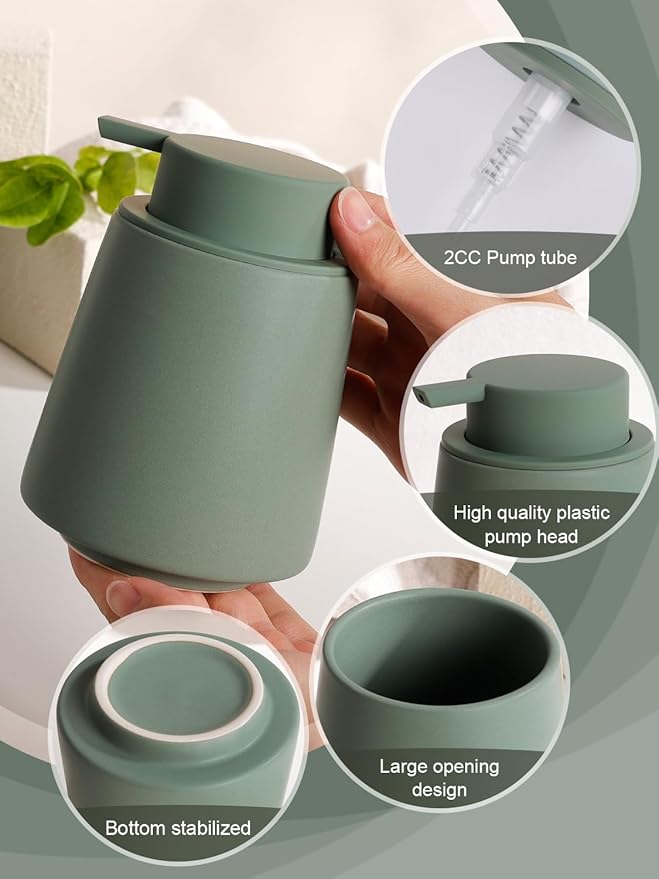 INGOFIN Ceramic Soap Dispenser, 14 oz Bathroom Hand Soap Dispenser, Liquid - Image 5