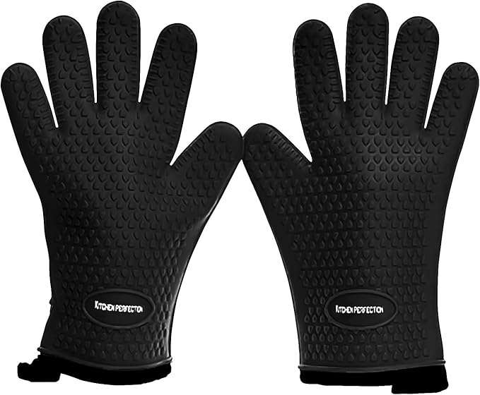 KITCHEN PERFECTION Silicone Smoker Oven Gloves -Extreme Heat Resistant BBQ by Kitchenperfection