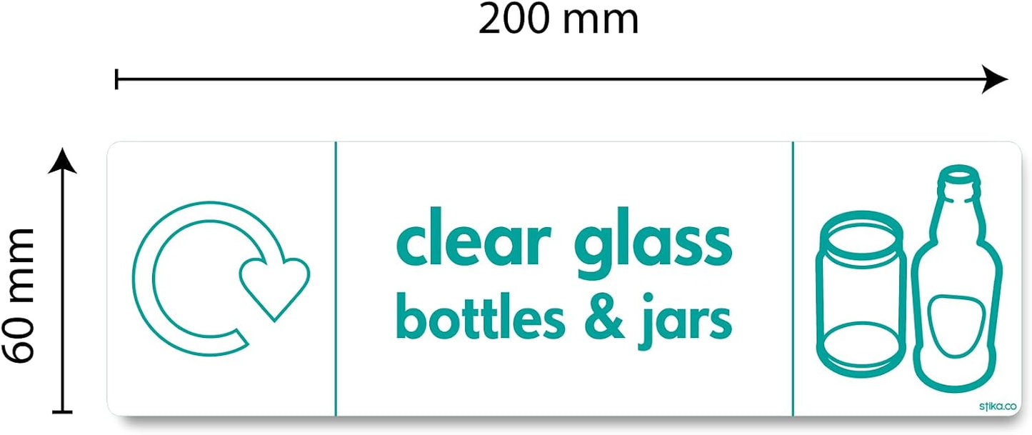 Clear Glass Sticker - WRAP Recycling Signs - Recycle Now Signs - Self Adhesive Vinyl Sticker - 200 x 60mm | 7.9 x 2.4 inches