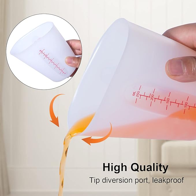 Silicone Measuring Cups, 500ml & 250ml Large Flexible Mixing Cups, 2 Cups Pour - Image 4