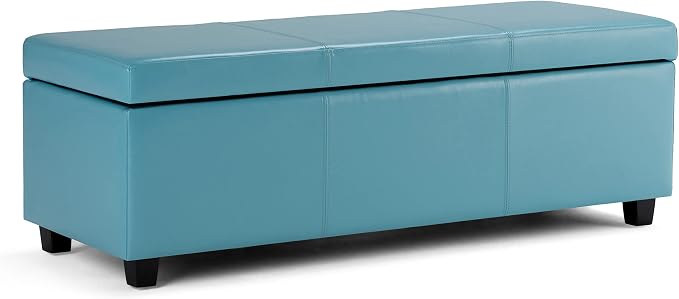 SIMPLIHOME Avalon 48 inch Wide Contemporary Rectangle Storage Ottoman Bench in by SimpliHome