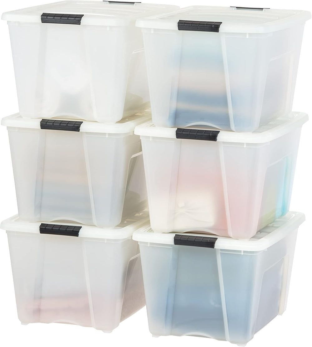 IRIS USA 6-Pack 54 Quart Storage Bins with Lids, Pearl