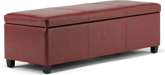 SIMPLIHOME Avalon 48 inch Wide Contemporary Rectangle Storage Ottoman Bench in by SimpliHome