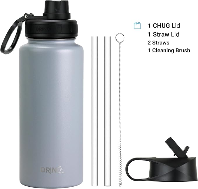DRINCO Stainless Steel Water Bottle Spout Lid Vacuum Insulated Double Wall - Image 2