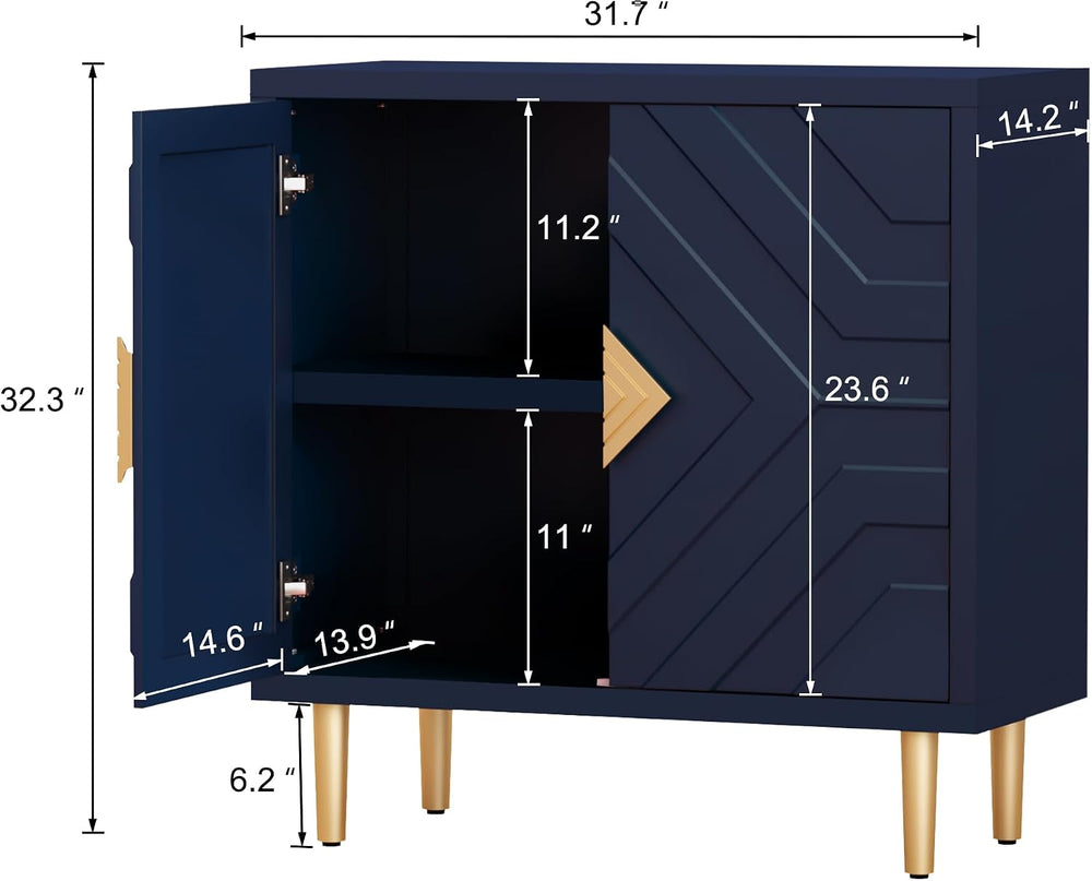 HLR 31.7'' Modern Sideboard Storage Cabinet with 2 Doors, Blue