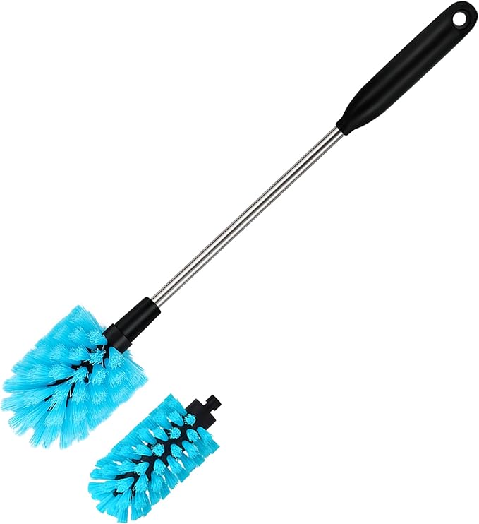 2-in-1 Stainless Steel Long Handled Water Bottle Brush, Soft Bottle Brush by AIOUIERSCN