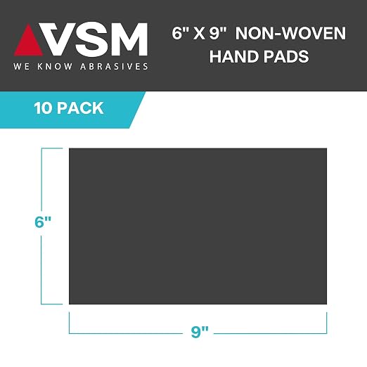 VSM 10-Pack: 6" x 9", Non-Woven Hand Pad, Aluminum Oxide Grains, Rust and - Image 3