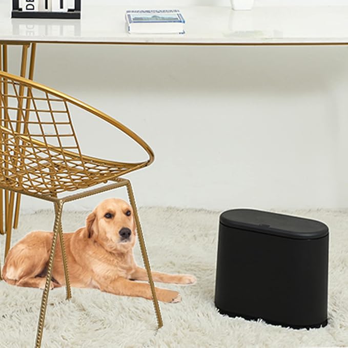 Black Slim Bathroom Trash Can - Image 7