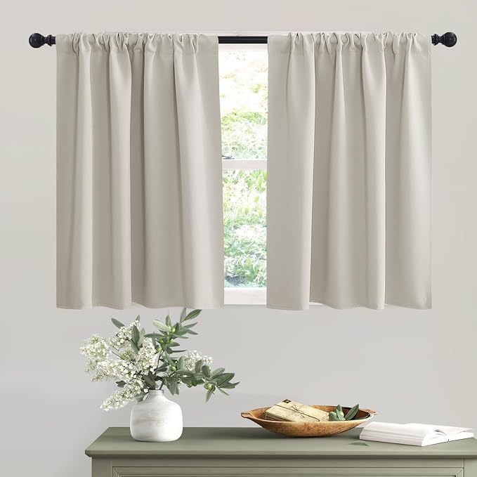 RYB HOME Blackout Short Cafe Curtains, Privacy Light Block Small Window Curtains by RYBHOME