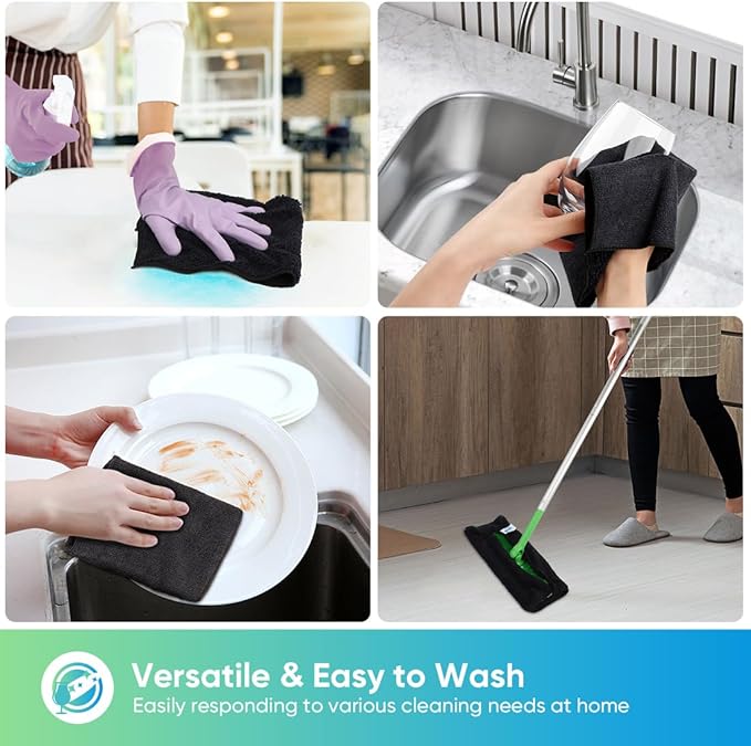 HOMEXCEL Black Microfiber Cleaning Cloth, 12 Pack Premium Microfiber Towels - Image 5