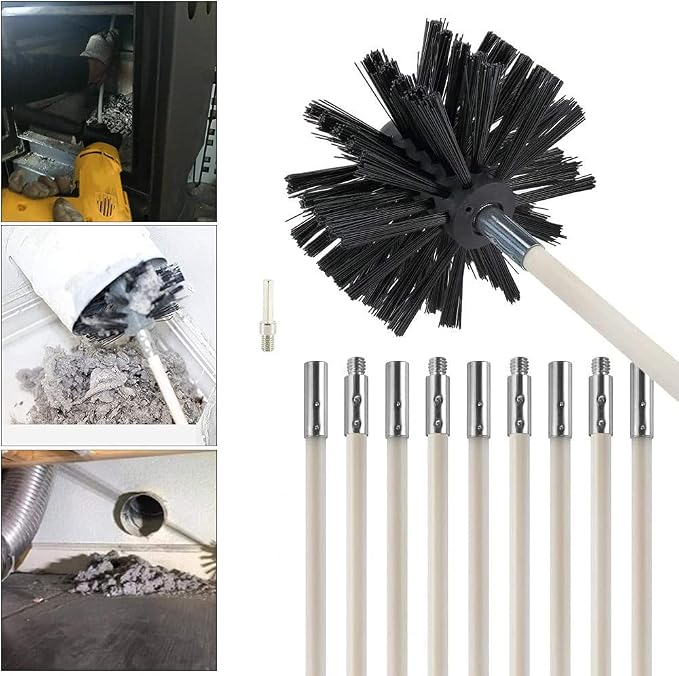 12 Feet Stove Pipe Clean Brush Extension Rods Flexible Fireplace Chimney Brush - Image 8