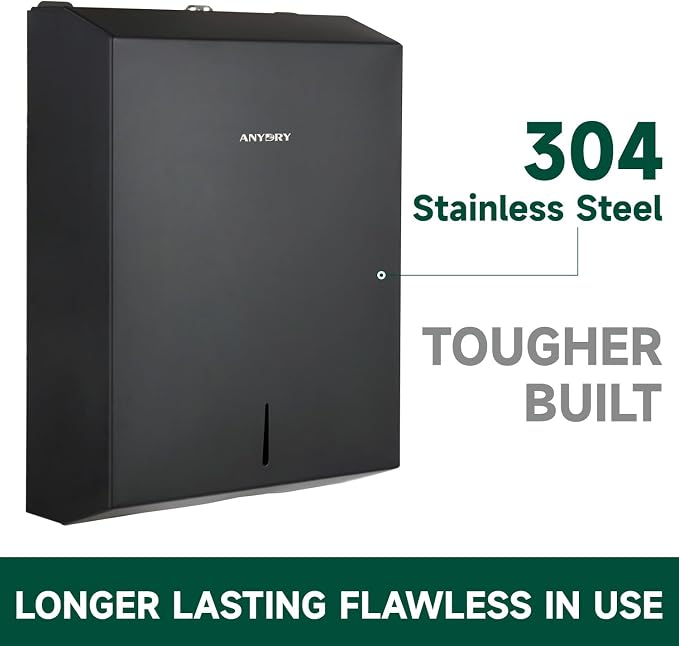 Commercial Paper Towel Dispenser Wall Mount 400-Sheet Capacity Matte Black - Image 5