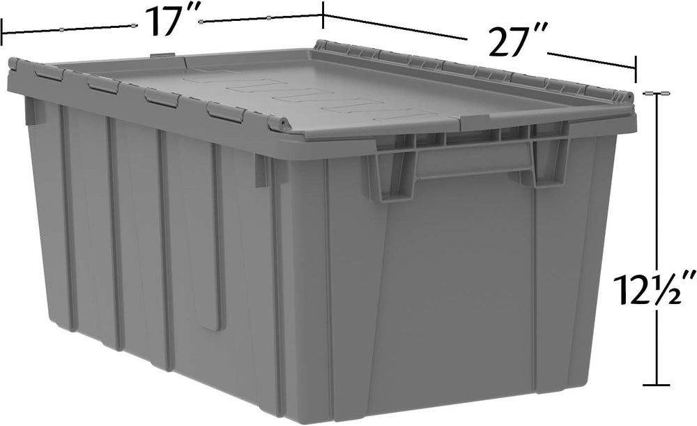 Buckhorn 17G Industrial Plastic Storage Container, Lid Attached, Stackable