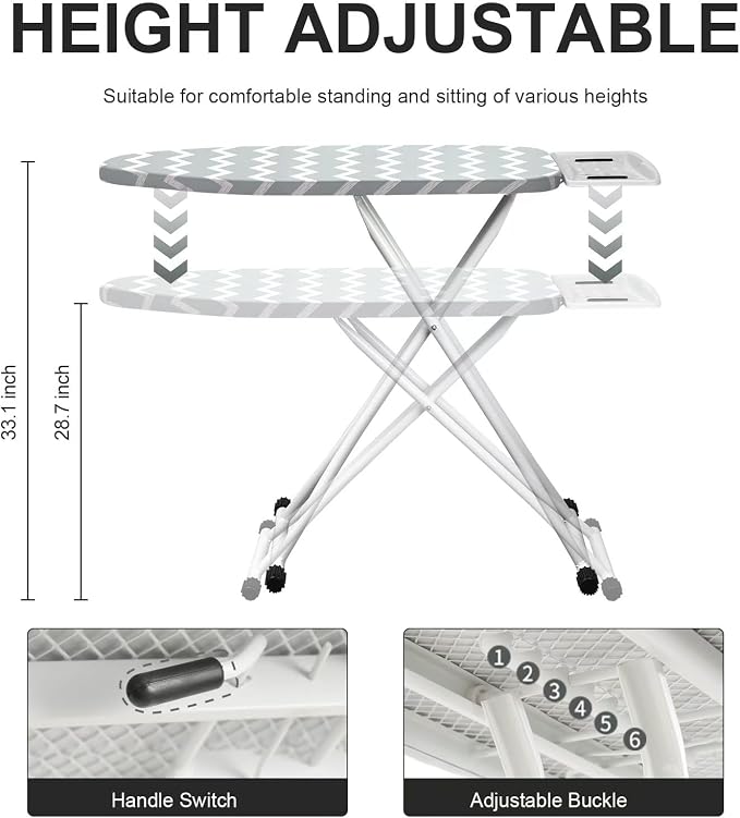 Ironing Board, Foldable Ironing Board Adjustable Height Compact Iron Board - Image 2