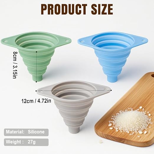 Kitchen Funnel Set, 2025 New Silicone Collapsible Funnel, Portable Bottle - Image 6