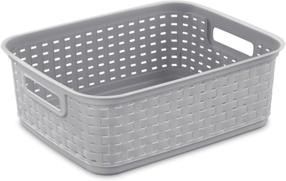 Sterilite Short Plastic Weave Storage Basket, Bin Organization for Countertop...