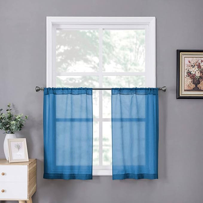 Tollpiz Sheer Tier Curtains Kitchen Linen Textured Half Curtain Sheers Light by Tollpiz