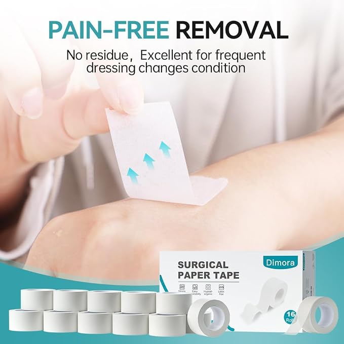 Dimora Paper Medical Tape 16 Rolls- Hypoallergenic White Surgical Tape - Image 6