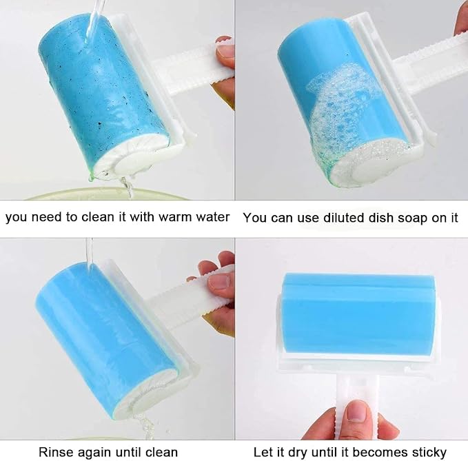 Travel Lint Roller 3 Pack, Washable Lint Roller Reusable Compact Pet Hair - Image 2