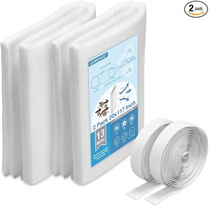 UCINNOVATE 32Ft² MERV 13 AC Vent Filters Kit, 2 Pack 20"x117" Cut to Size Air by UCINNOVATE