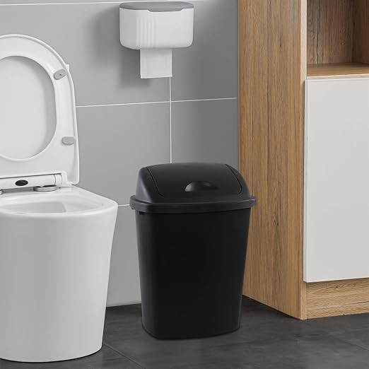 6 Gallon / 25 L Trash Can, Plastic Swing Lid Garbage Waste Bins Container - Image 6