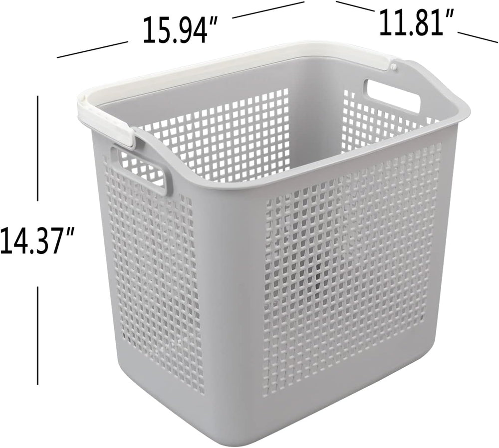 4-Pack 35 L Plastic Laundry Hamper, Storage Basket with Handle, Gray