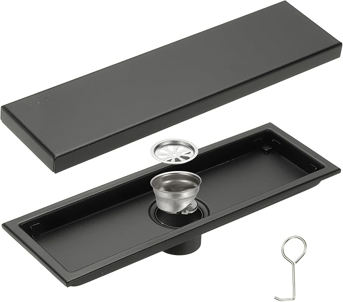 uxcell Rectangular Shower Drain, Brushed 304 Stainless Steel Odor-Proof Floor by uxcell