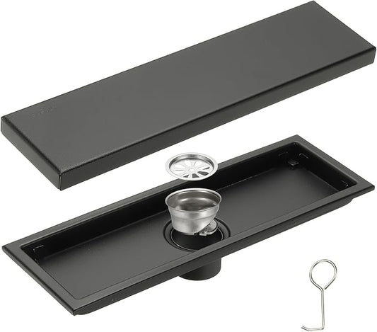 uxcell Rectangular Shower Drain, Brushed 304 Stainless Steel Odor-Proof Floor by uxcell