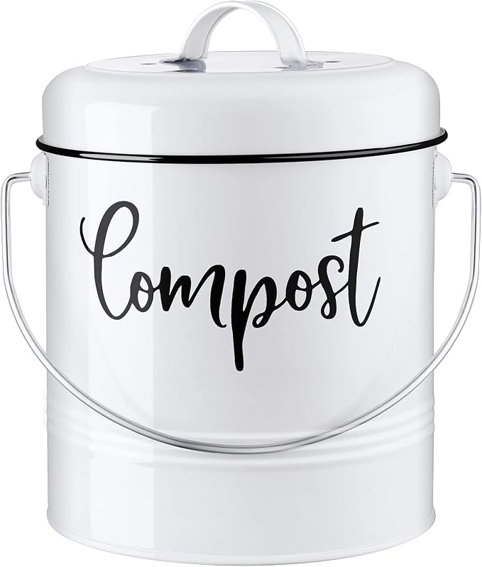 Compost Bin Kitchen, 1.3 Gallon Farmhouse Kitchen Compost Bin Countertop by DAYYET