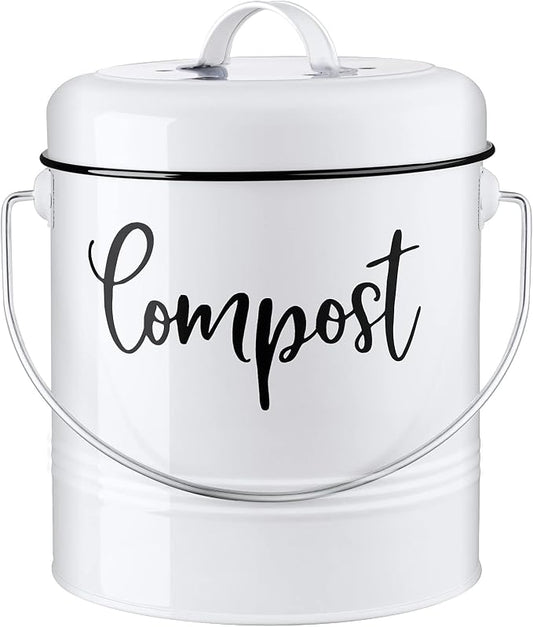 Compost Bin Kitchen, 1.3 Gallon Farmhouse Kitchen Compost Bin Countertop by DAYYET
