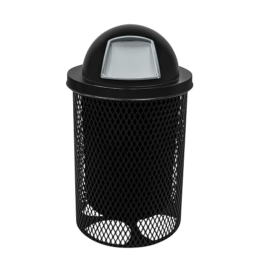 COATEDOUTDOORFURNITURE RDT-TXTBLK Heavy Duty 32 Gallon Round Trash Receptacle by CoatedOutdoorFurniture