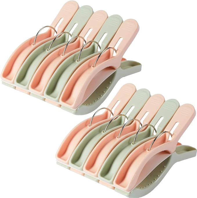 10 Pack Beach Towel Clips for Beach Chairs Jumbo Size Towel Clamps Lounge Pool by Foshine