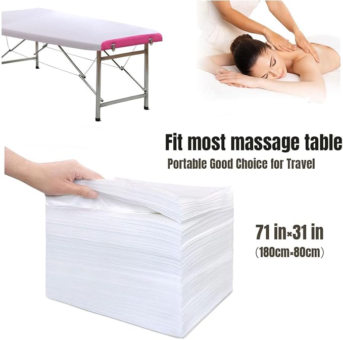 Disposable Bed Sheets 100 Pcs Massage Table Covers 31"x71" Non Woven Fabric - Image 5