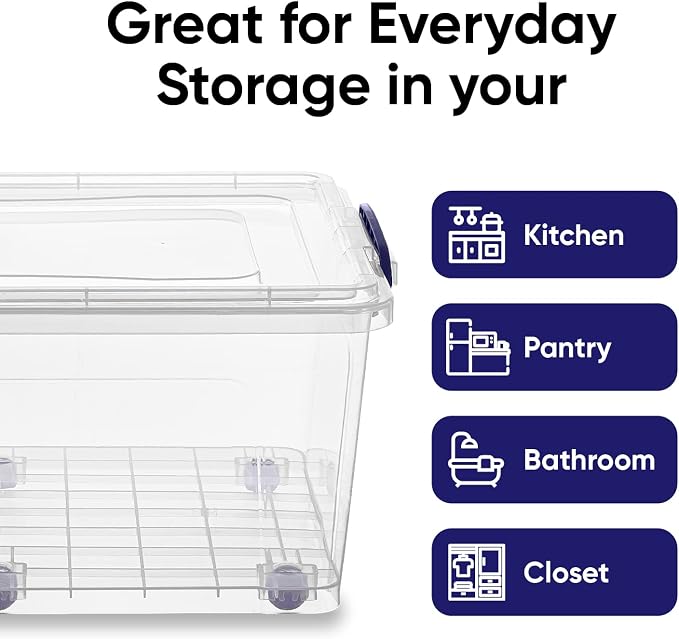 Superio Storage Bins with Lids, Stackable Totes, BPA Free, Odor Free, Organizer