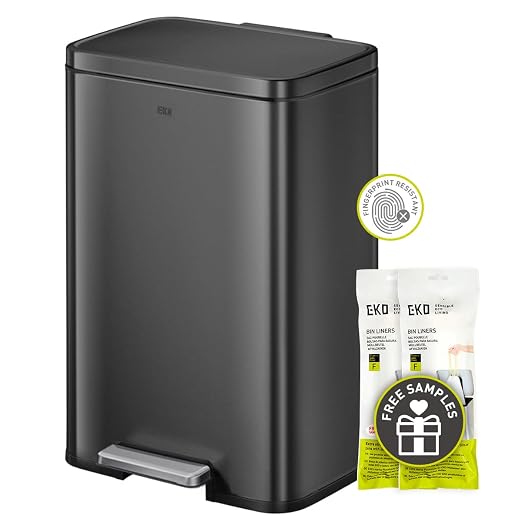 EKO Madison Matte Black 50 Liter/13.2 Gallon Step Trash Can by EKO