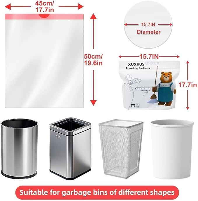 3 Gallon Trash bag Small White Drawstring Trash Bags, Tear-Free Heavy Duty - Image 6